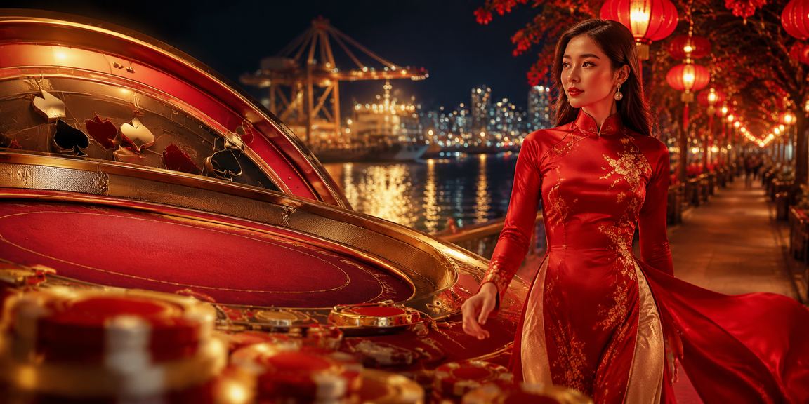 Người phụ nữ áo dài tại Vũng Tàu tham gia trò chơi bài trực tuyến trong không khí thư giãn